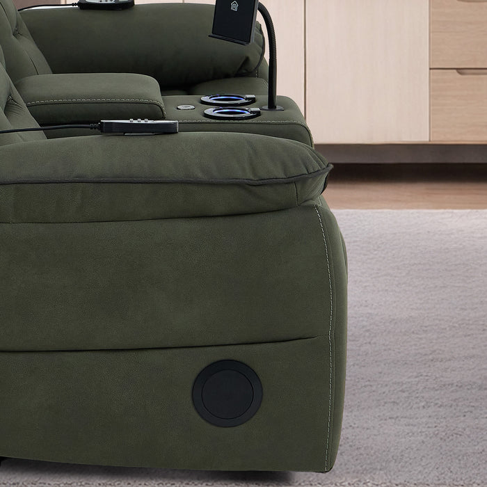 2 Seater Smart Tech Electric Recliner Cinema Sofa | Green Fabric | Florence