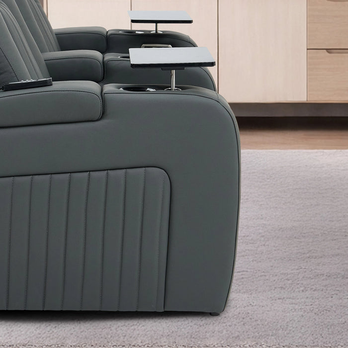 2 Seater Smart Tech Electric Recliner Cinema Sofa | Luxury Theatre Seating | Blue Real Leather | Capri