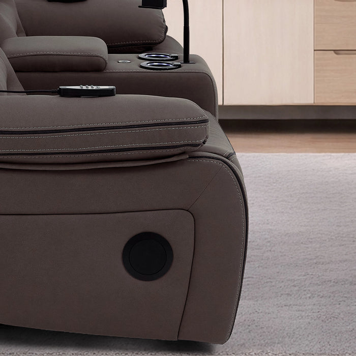 2 Seater Smart Tech Electric Recliner Cinema Sofa | Dark Brown Fabric | Tuscany