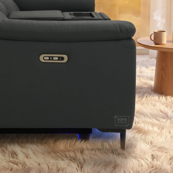 2 Seater Smart Electric Recliner Chair | Blue Real Leather | Torino