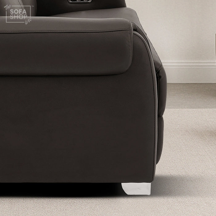 3 Seater Electric Recliner Sofa | Brown Real Leather | Turin