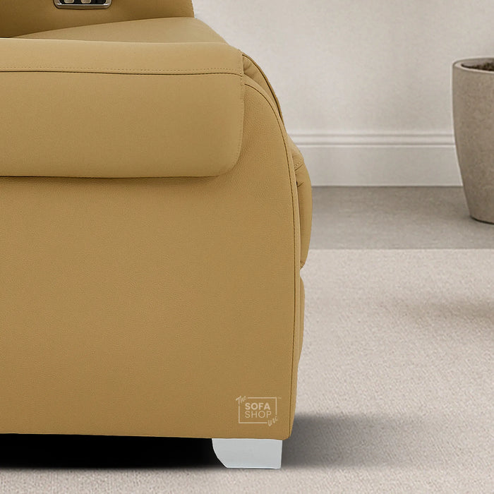 3 Seater Electric Recliner Sofa | Tan Real Leather | Turin
