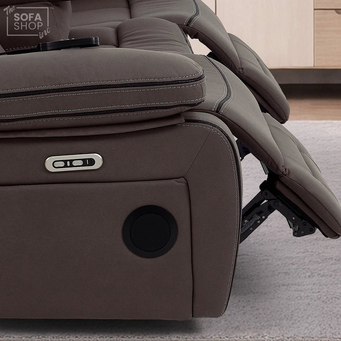 3 Seater Smart Tech Electric Recliner Cinema Sofa | Dark Brown Fabric | Tuscany