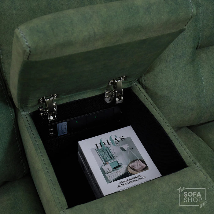 2 Seater Smart Tech Electric Recliner Cinema Sofa | Olive Green Fabric | SIcily