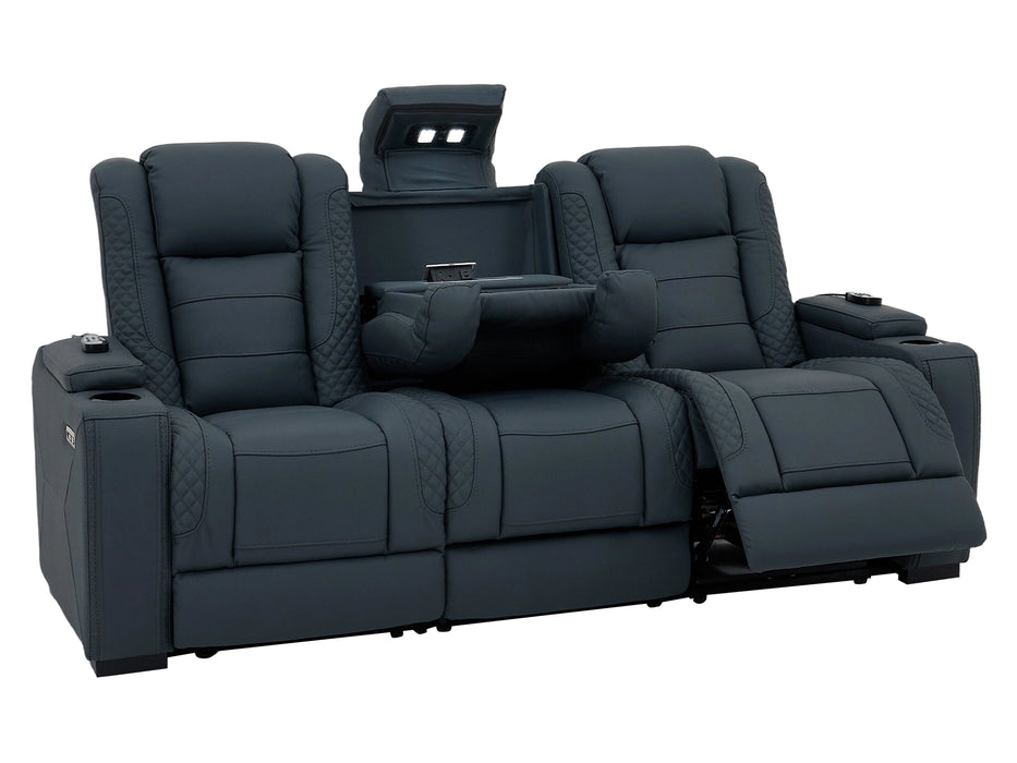 3 Seater Smart Tech Electric Recliner Cinema Sofa | Blue Real Leather | Napoli