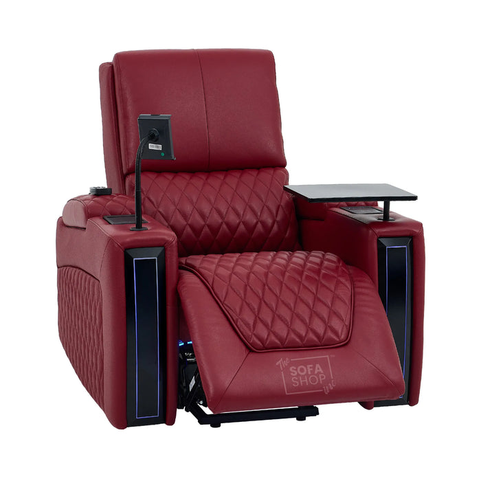 1 Seater Smart Tech Riser Recliner Cinema Chair | Luxury Theatre Seating | Red Real Leather | Assisi