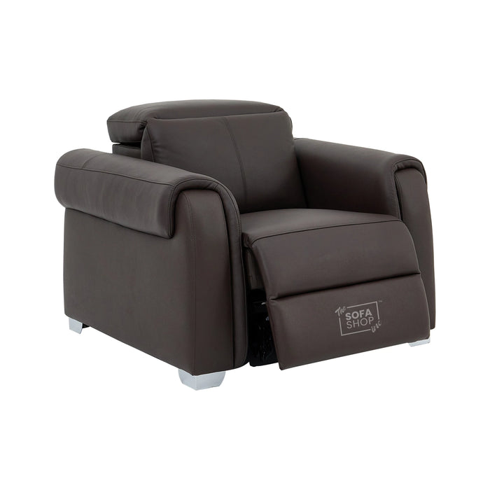 1 Seater Electric Recliner Chair | Brown Real Leather | Turin