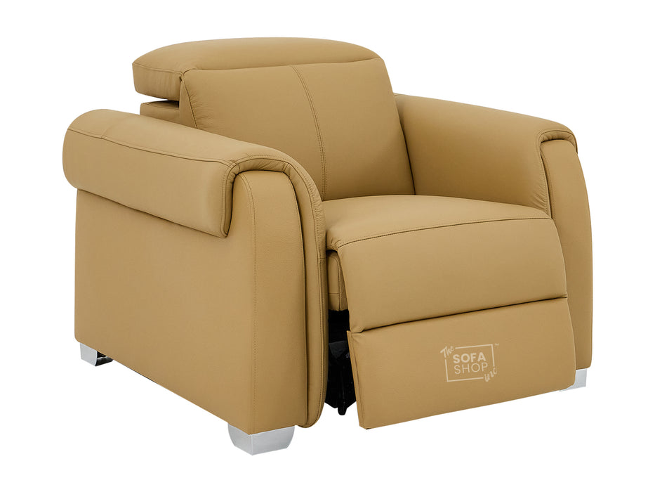 1 Seater Electric Recliner Chair | Tan Real Leather | Turin