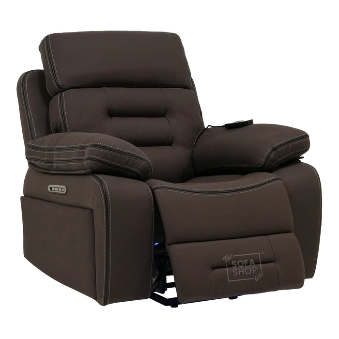 1 Seater Smart Tech Riser Recliner Cinema Chair | Dark Brown Fabric | Tuscany