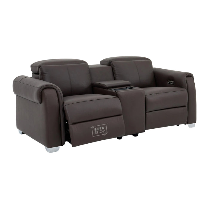 2 Seater Electric Recliner Sofa | Brown Real Leather | Turin