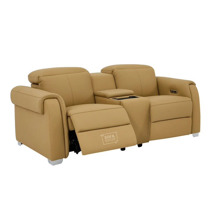 2 Seater Electric Recliner Sofa | Tan Real Leather | Turin