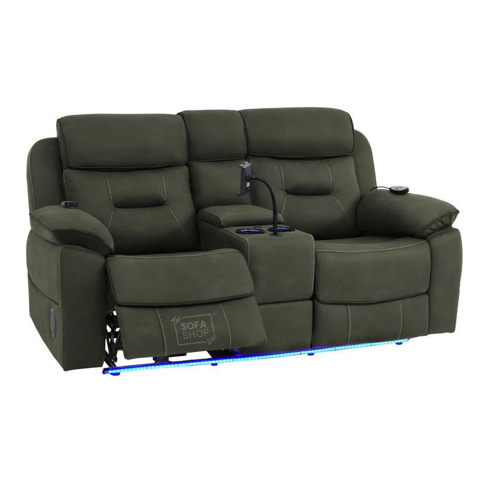 2 Seater Smart Tech Electric Recliner Cinema Sofa | Green Fabric | Florence