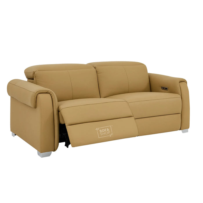3 Seater Electric Recliner Sofa | Tan Real Leather | Turin