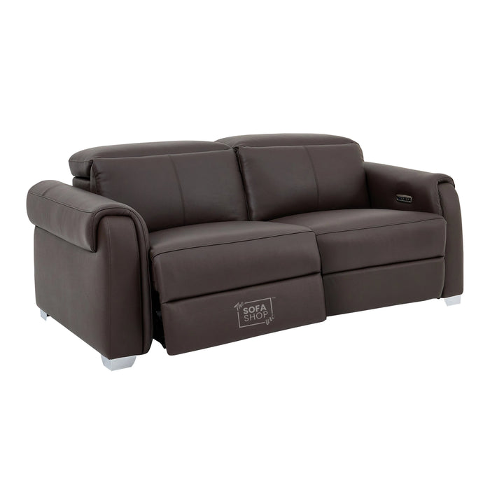 3 Seater Electric Recliner Sofa | Brown Real Leather | Turin