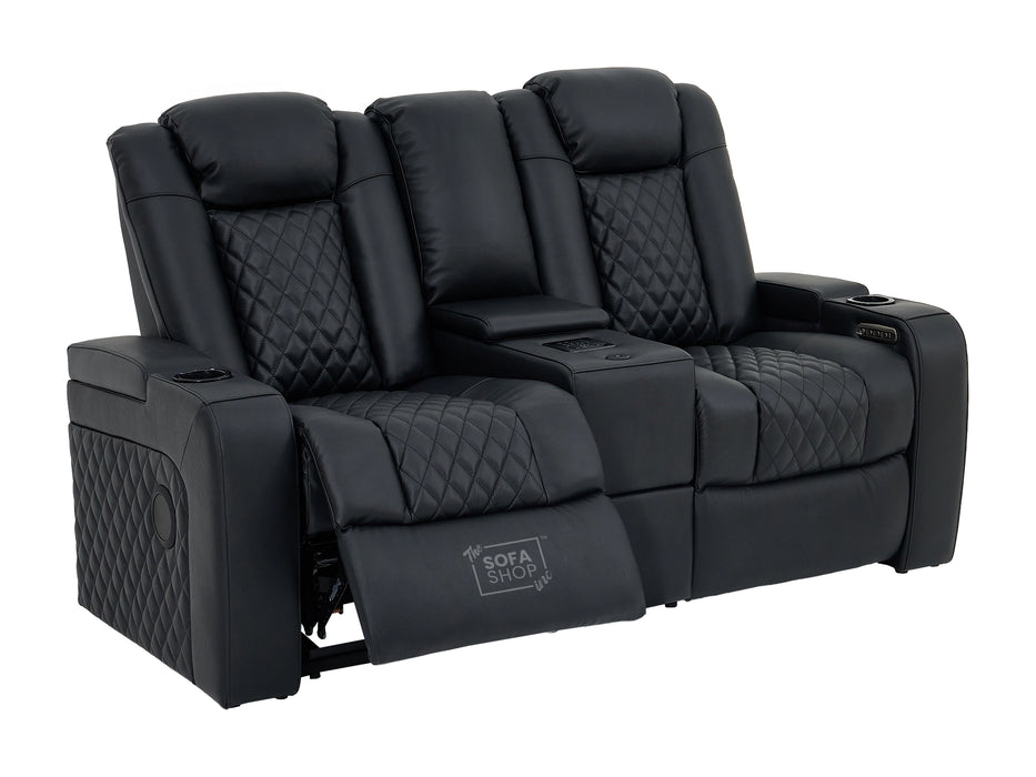 2 Seater Smart Tech Electric Recliner Cinema Sofa | Luxury Theatre Seating | Black Real Leather| Milano