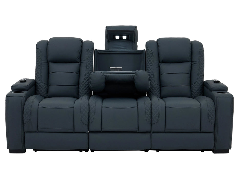 3 Seater Smart Tech Electric Recliner Cinema Sofa | Blue Real Leather | Napoli