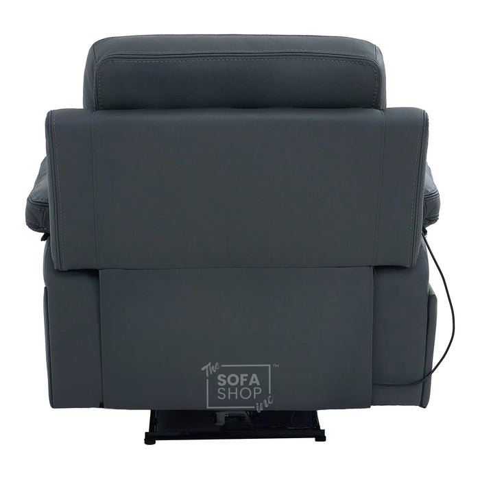1 Seater Smart Tech Electric Recliner Cinema Chair | Grey Real Leather | Sicily