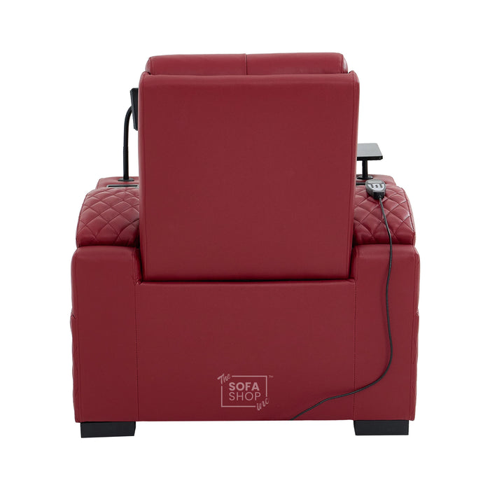 1 Seater Smart Tech Electric Recliner Cinema Chair | Luxury Theatre Seating | Red Real Leather | Assisi