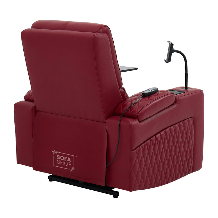 1 Seater Smart Tech Riser Recliner Cinema Chair | Luxury Theatre Seating | Red Real Leather | Assisi