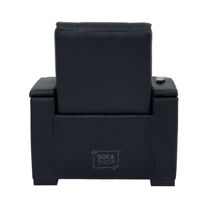 1 Seater Smart Tech Electric Recliner Cinema Chair | Luxury Theatre Seating | Black Real Leather | Rimini
