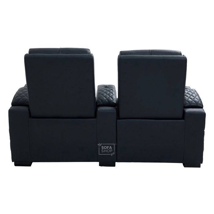 2 Seater Smart Tech Electric Recliner Cinema Sofa | Luxury Theatre Seating | Black Real Leather | Assisi