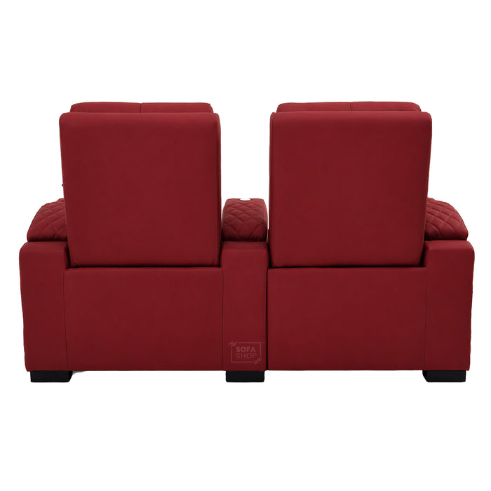 2 Seater Smart Tech Electric Recliner Cinema Sofa | Luxury Theatre Seating | Red Real Leather | Assisi