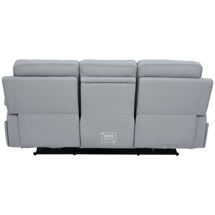 3 Seater Smart Tech Electric Recliner Cinema Sofa | Light Grey Real Leather | Sicily