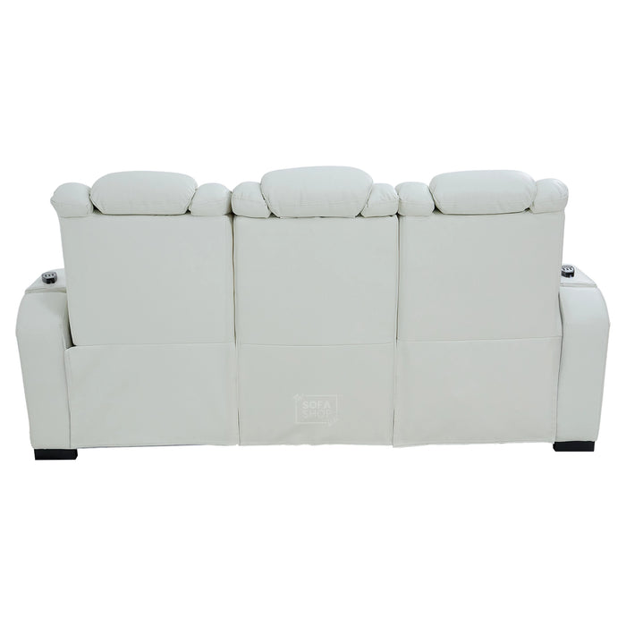 3 Seater Smart Tech Electric Recliner Cinema Sofa | White Real Leather | Napoli