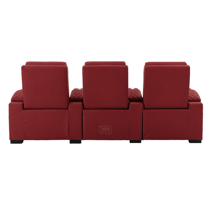 3 Seater Smart Tech Electric Recliner Cinema Sofa | Luxury Theatre Seating | Red Real Leather | Assisi