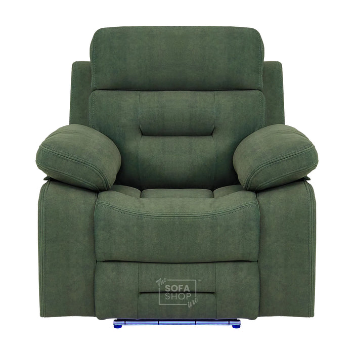 1 Seater Smart Tech Electric Recliner Cinema Chair | Olive Green Fabric | Sicily