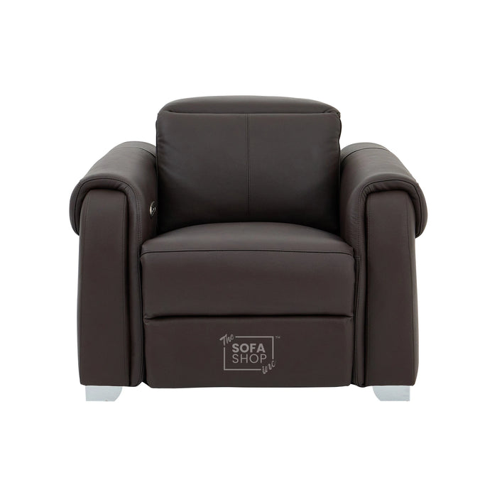 1 Seater Electric Recliner Chair | Brown Real Leather | Turin