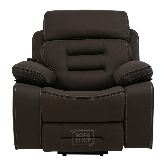 1 Seater Smart Tech Riser Recliner Cinema Chair | Dark Brown Fabric | Tuscany