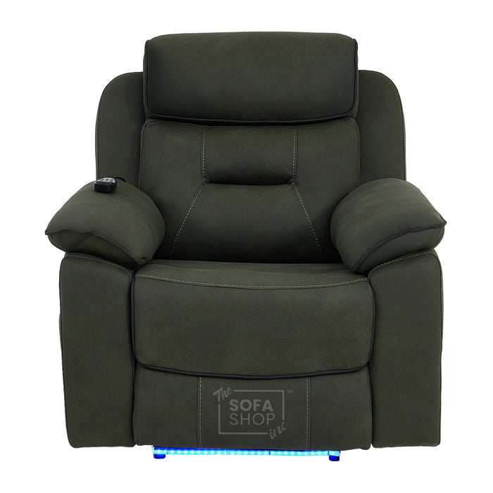 1 Seater Smart Tech Electric Recliner Cinema Chair | Green Fabric | Florence