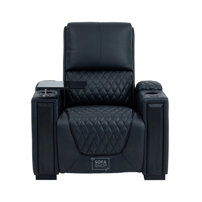 1 Seater Smart Tech Electric Recliner Cinema Chair | Luxury Theatre Seating | Black Real Leather | Assisi