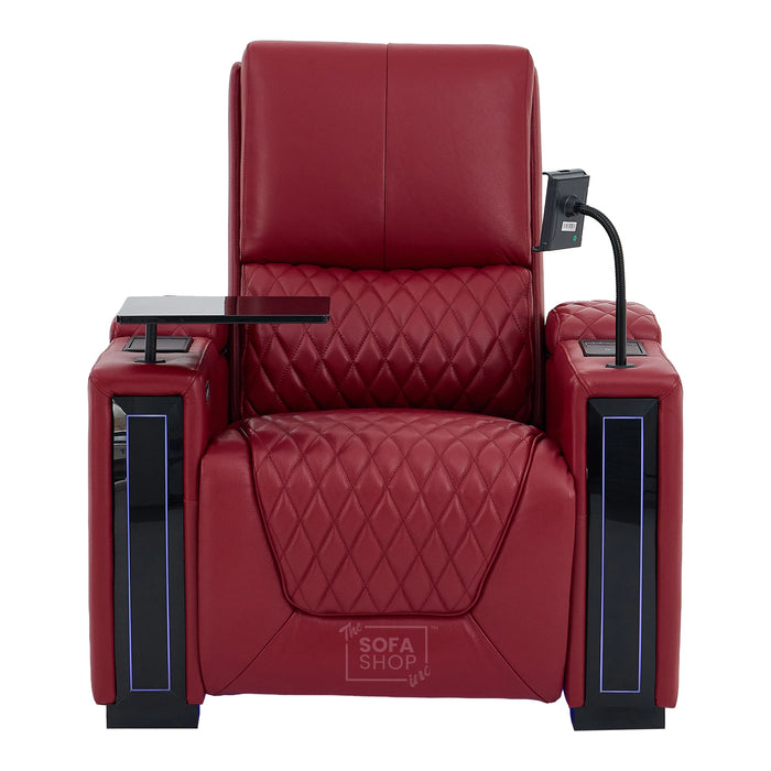 1 Seater Smart Tech Electric Recliner Cinema Chair | Luxury Theatre Seating | Red Real Leather | Assisi
