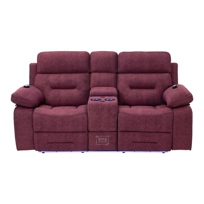 2 Seater Smart Tech Electric Recliner Cinema Sofa | Purple Fabric | Sicily