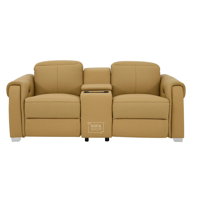 2 Seater Electric Recliner Sofa | Tan Real Leather | Turin