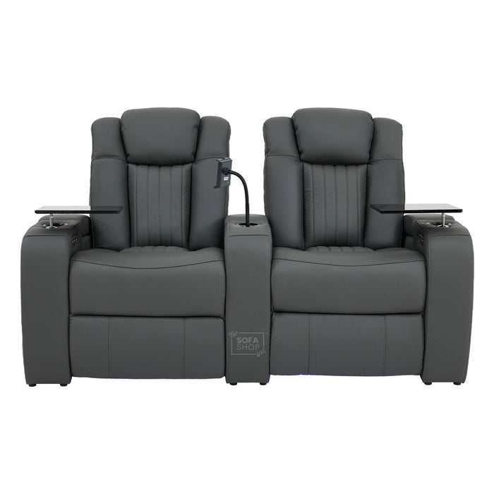 2 Seater Smart Tech Electric Recliner Cinema Sofa | Luxury Theatre Seating | Blue Real Leather | Capri