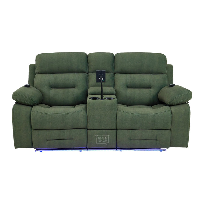2 Seater Smart Tech Electric Recliner Cinema Sofa | Olive Green Fabric | SIcily
