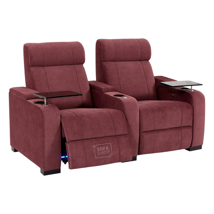 2 Seater Smart Tech Electric Recliner Cinema Sofa | Luxury Theatre Seating | Purple Velvet Fabric | Rimini