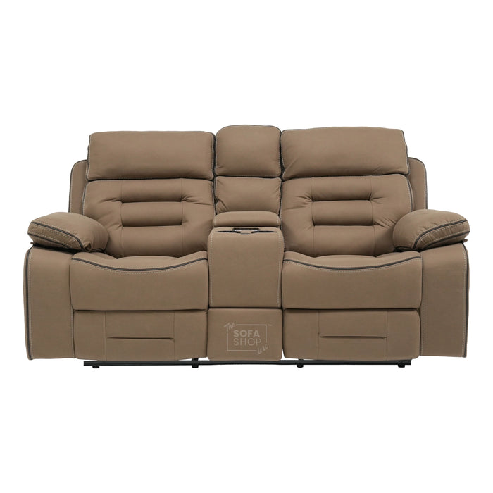 2 Seater Smart Tech Electric Recliner Cinema Sofa |Mocha Brown Fabric | Tuscany