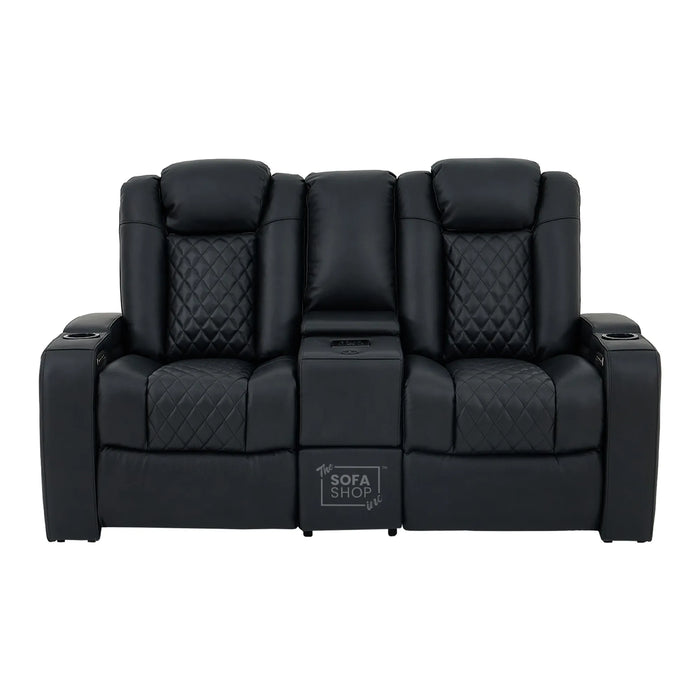 2 Seater Smart Tech Electric Recliner Cinema Sofa | Luxury Theatre Seating | Black Real Leather| Milano
