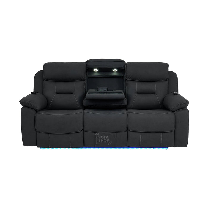 3 Seater Smart Tech Electric Recliner Cinema Sofa | Charcoal Grey Fabric | Florence