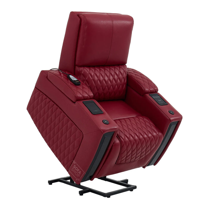 1 Seater Smart Tech Riser Recliner Cinema Chair | Luxury Theatre Seating | Red Real Leather | Assisi