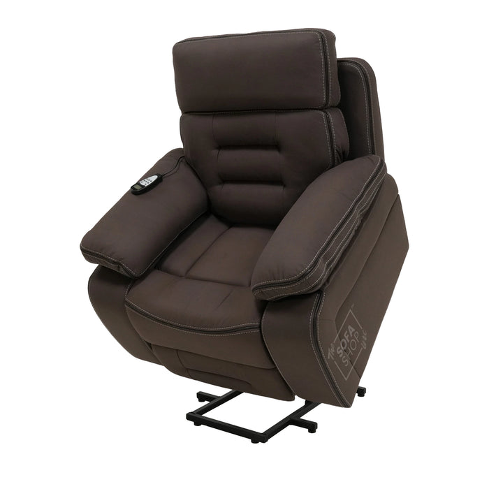 1 Seater Smart Tech Riser Recliner Cinema Chair | Dark Brown Fabric | Tuscany