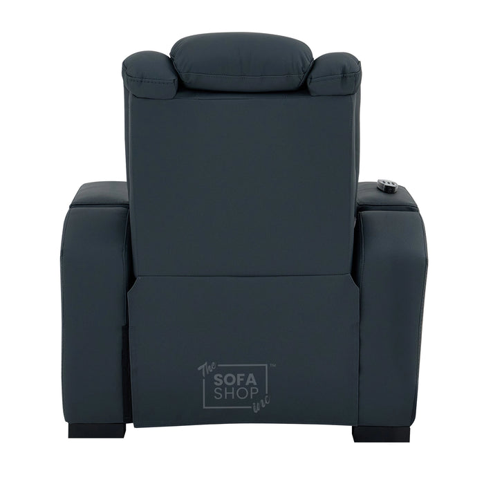 1 Seater Smart Tech Electric Recliner Cinema Chair | Luxury Theatre Seating | Blue Real Leather | Napoli