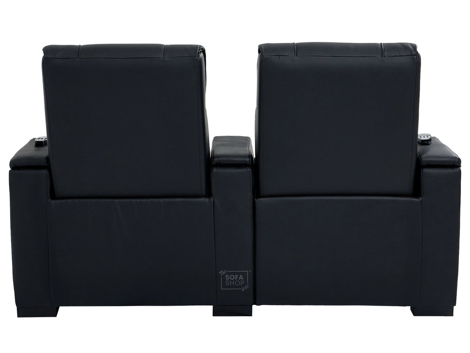 2 Seater Smart Tech Electric Recliner Cinema Sofa | Luxury Theatre Seating | Black Real Leather | Rimini