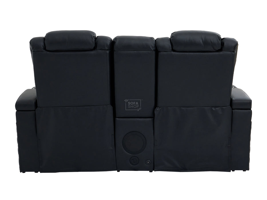 2 Seater Smart Tech Electric Recliner Cinema Sofa | Luxury Theatre Seating | Black Real Leather| Milano