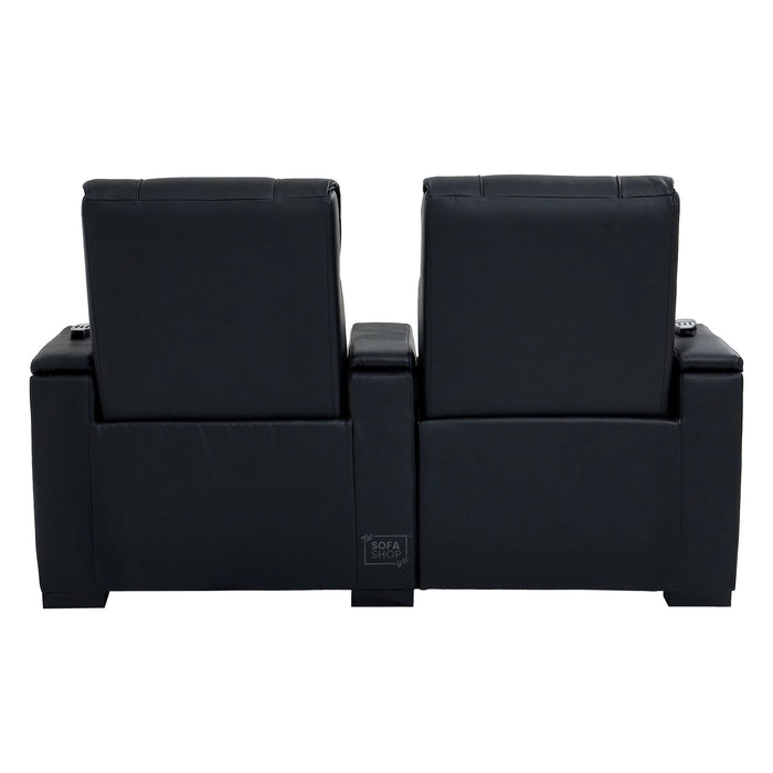 2 Seater Smart Tech Electric Recliner Cinema Sofa | Luxury Theatre Seating | Black Real Leather | Rimini