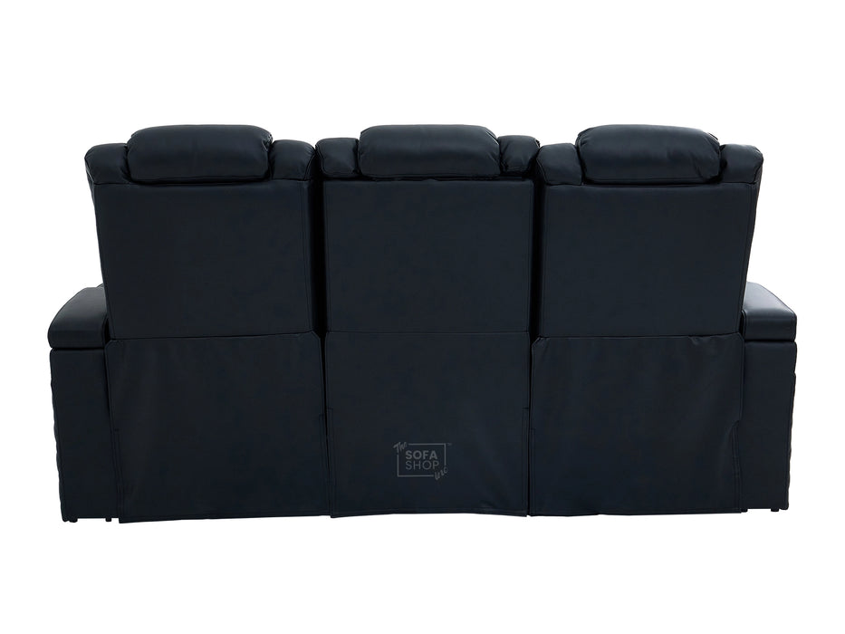 3 Seater Smart Tech Electric Recliner Cinema Sofa | Black Real Leather | Milano